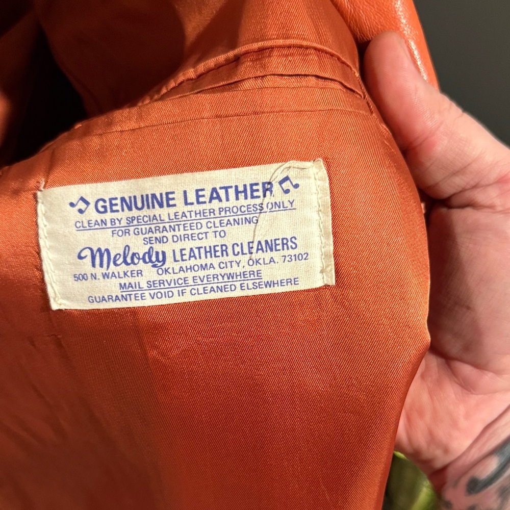 Orange Leather Men's Jacket, Creamsicle if you will - Picture 2 of 3